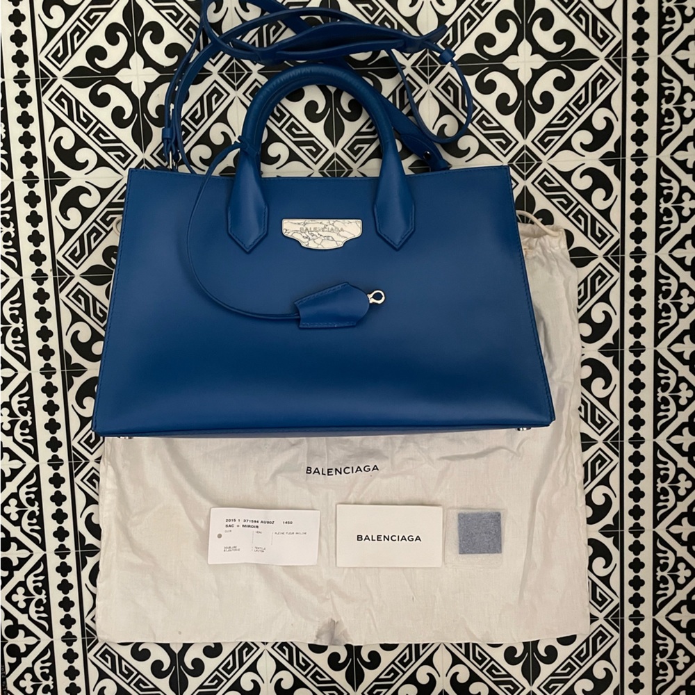 Balenciaga Padlock Marble Tote COBALT 2015-Never Used